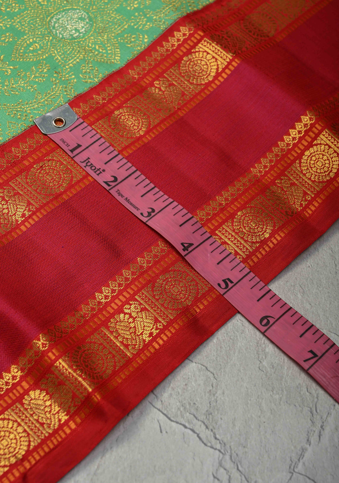 Korvai Meenakari Brocade Pista Green Kanjivaram Pure Silk Saree with Gold Silver Zari Brocade and Contrast Zari Border | SILK MARK CERTIFIED