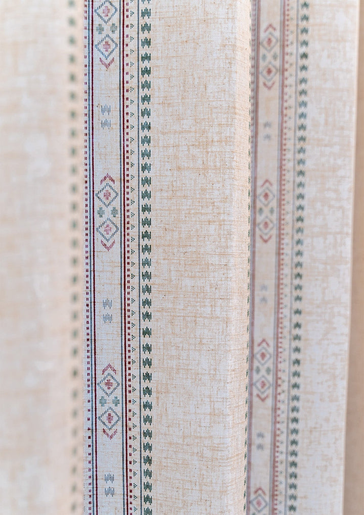 Kalai Linen Cotton Printed Curtain for living room & bedroom - Light Reduction - Multicolor - Single Piece | SHOBITAM