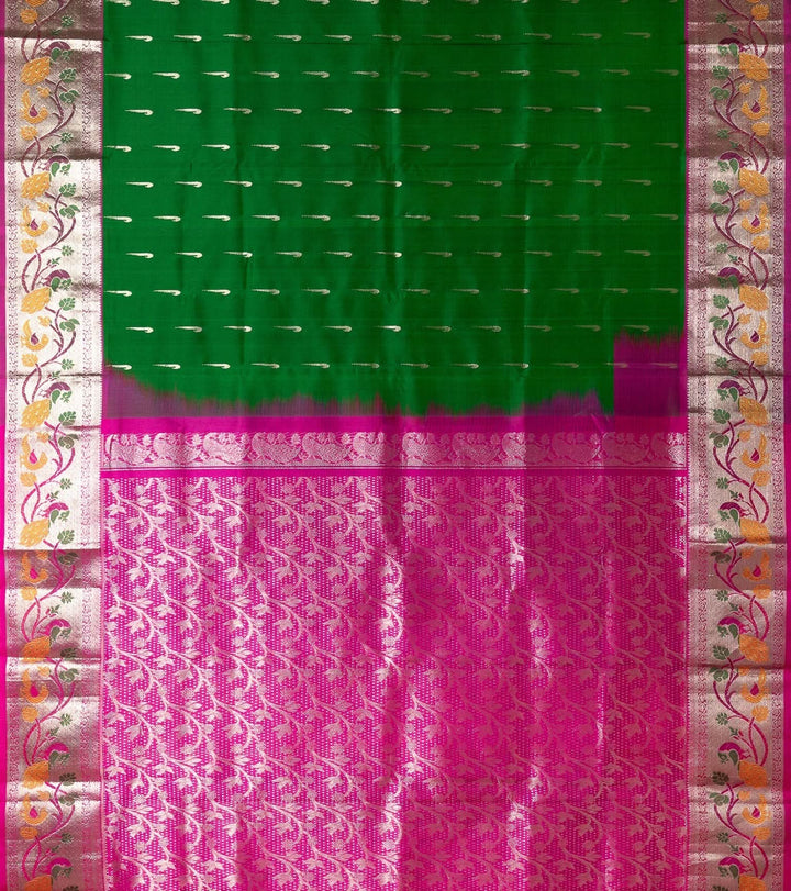Green Paithani Border Venkatagiri Silk Saree Meenakshi | SILK MARK CERTIFIED | SHOBITAM