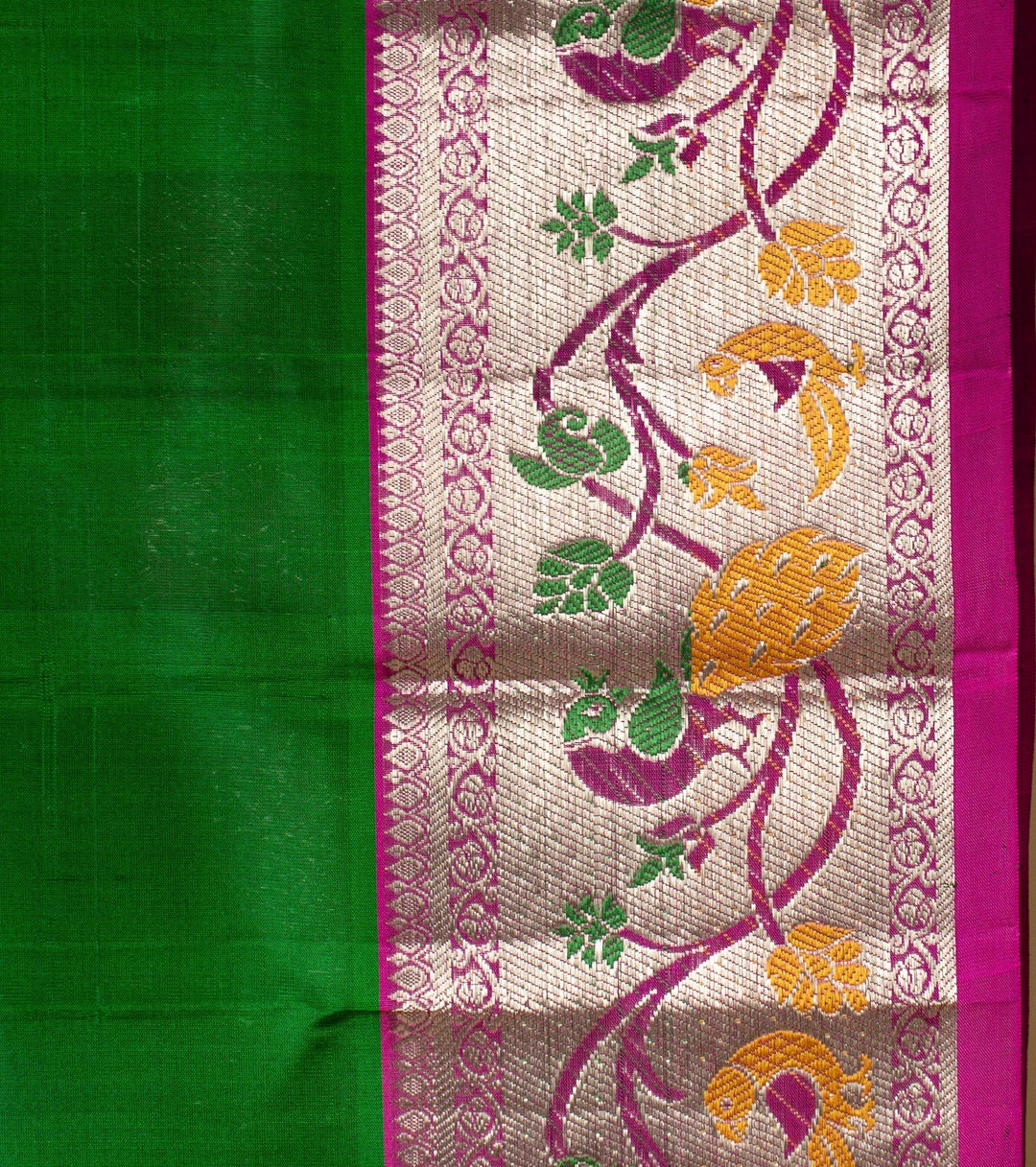 Green Paithani Border Venkatagiri Silk Saree Meenakshi | SILK MARK CERTIFIED | SHOBITAM