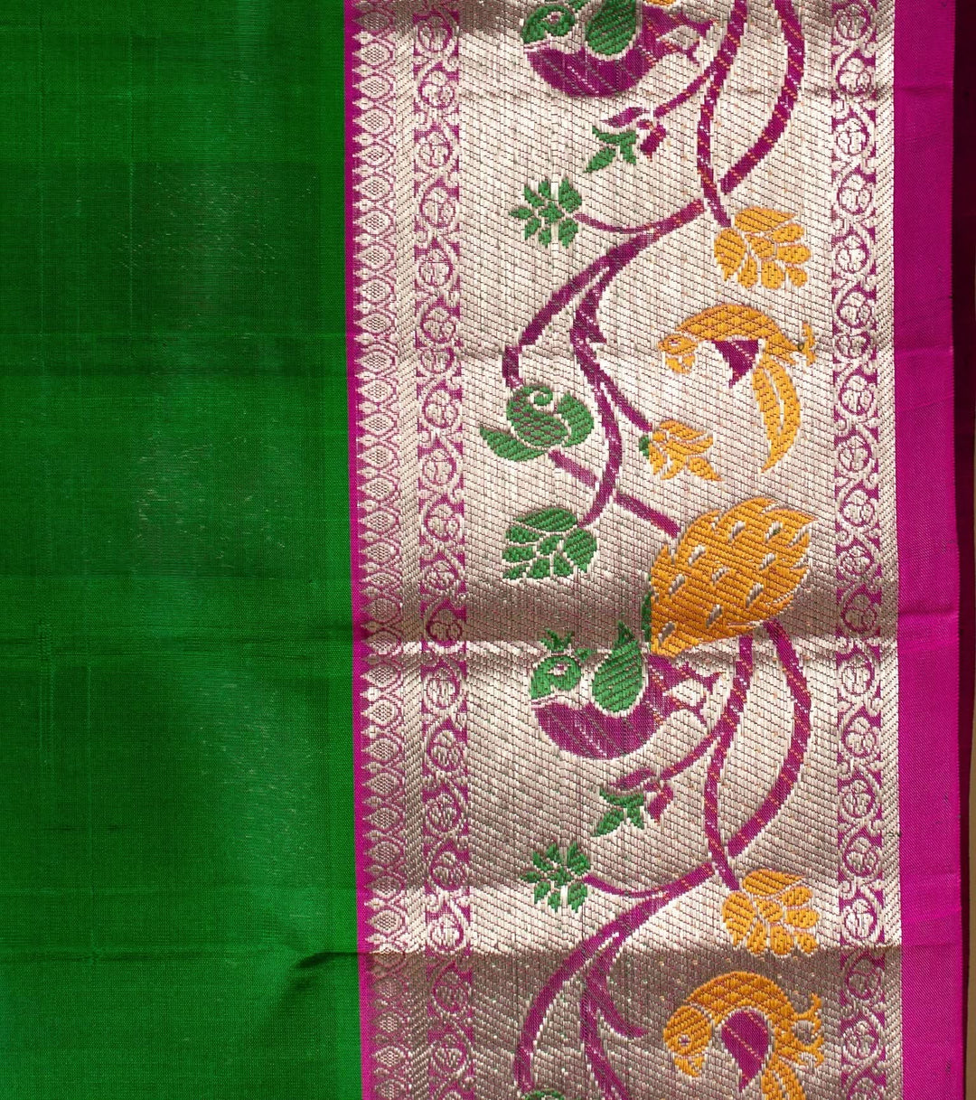 Green Paithani Border Venkatagiri Silk Saree Meenakshi | SILK MARK CERTIFIED | SHOBITAM