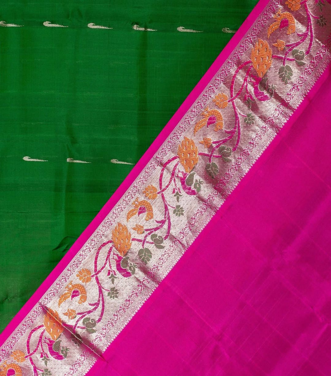 Green Paithani Border Venkatagiri Silk Saree Meenakshi | SILK MARK CERTIFIED | SHOBITAM