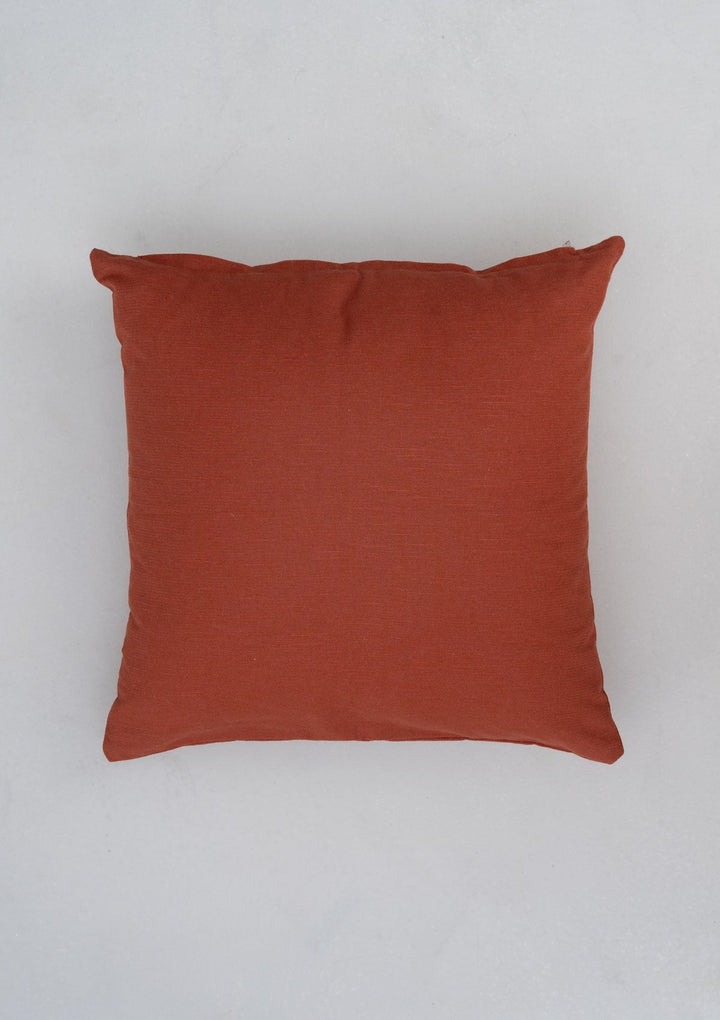 Kesar Brick Red Embroidered Decorative Cushion Cover for Sofa – 100% Cotton 16" x 16" | SHOBITAM