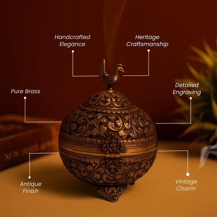 Heritage Brass Dhoop Dani Incense & Loban Burner