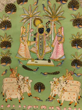 2.5 x 3.5 feet Authentic Jaipur Painting Shreenath ji ina Pista Background  | SHOBITAM