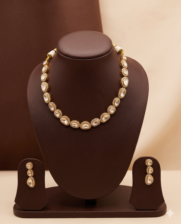 Kundan Style Choker Necklace Set – Elegant AD Designer Jewellery | SHOBITAM