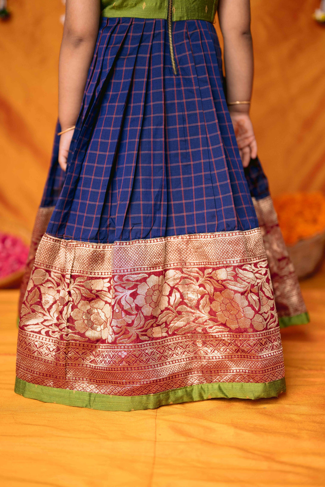 Aditi Navy Blue Checks Frock Mini | Made To Order