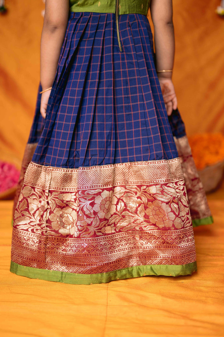 Aditi Navy Blue Checks Frock Mini | Made To Order