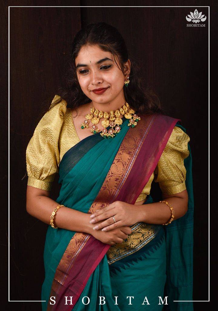 Three Layer Nagas Necklace Set with Kemp Stones | Shobitam Jewelry