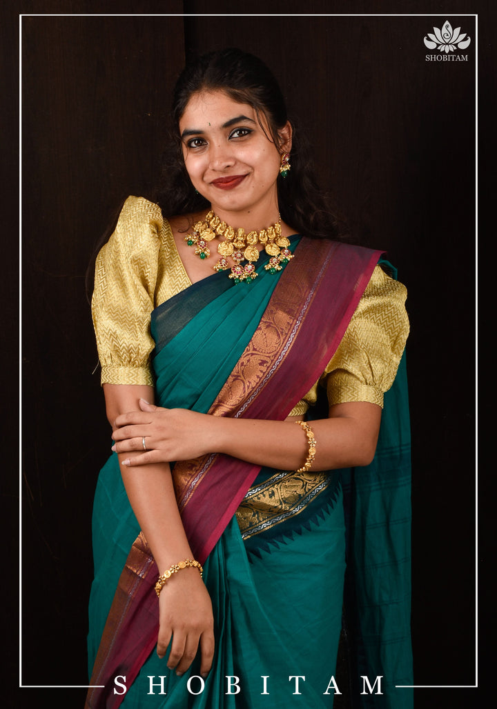 Three Layer Nagas Necklace Set with Kemp Stones | Shobitam Jewelry
