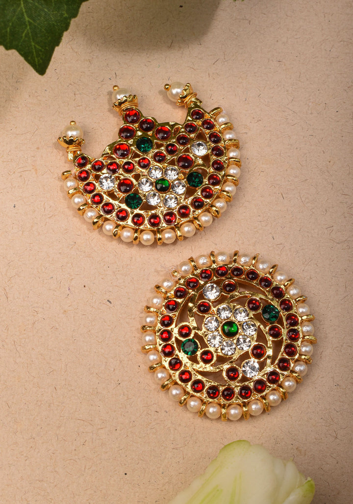 Suryan and Chandran Traditional Indian Hair Accessories with Kemp Stones and Pearls
