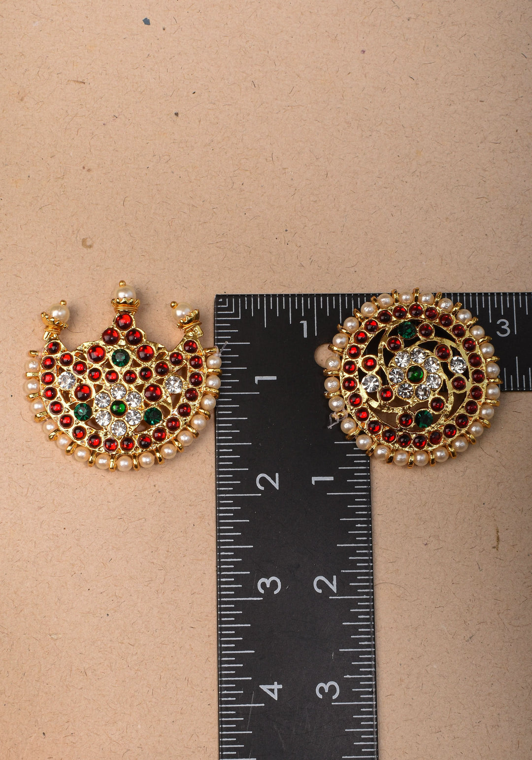 Suryan and Chandran Traditional Indian Hair Accessories with Kemp Stones and Pearls
