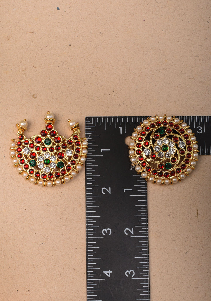 Suryan and Chandran Traditional Indian Hair Accessories with Kemp Stones and Pearls