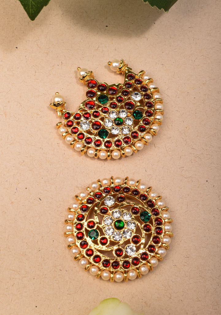 Suryan and Chandran Traditional Indian Hair Accessories with Kemp Stones and Pearls