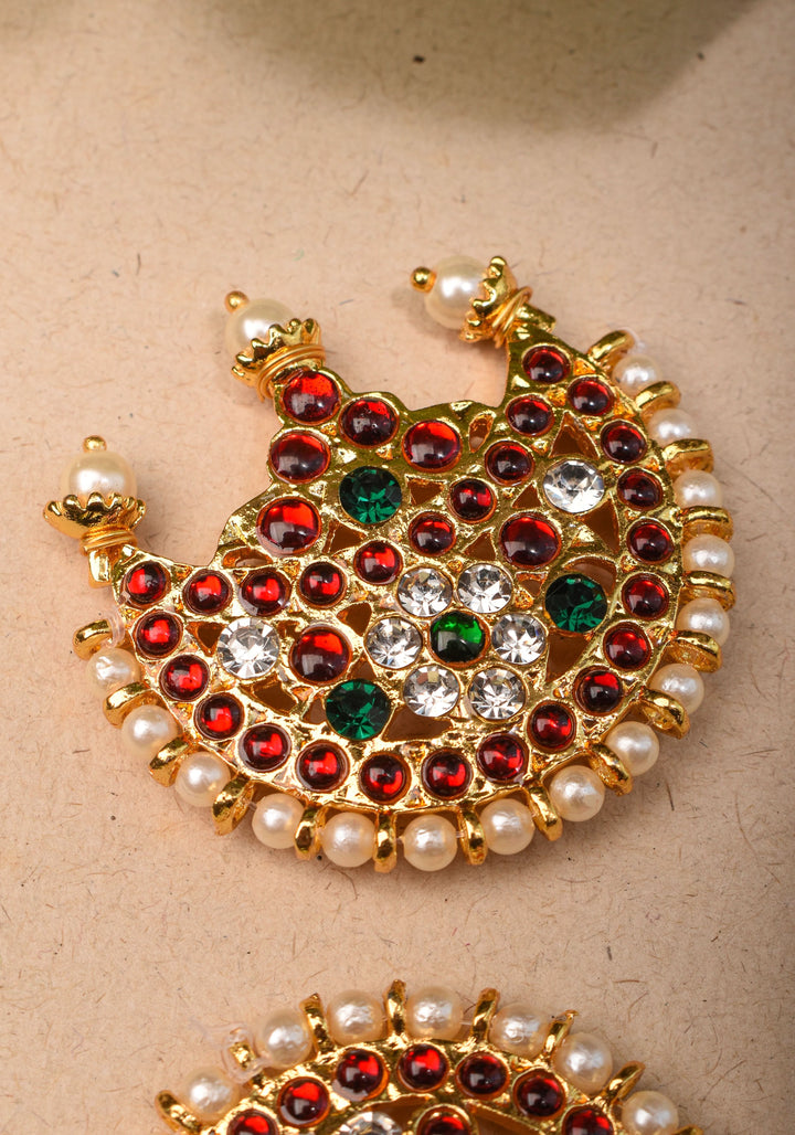 Suryan and Chandran Traditional Indian Hair Accessories with Kemp Stones and Pearls