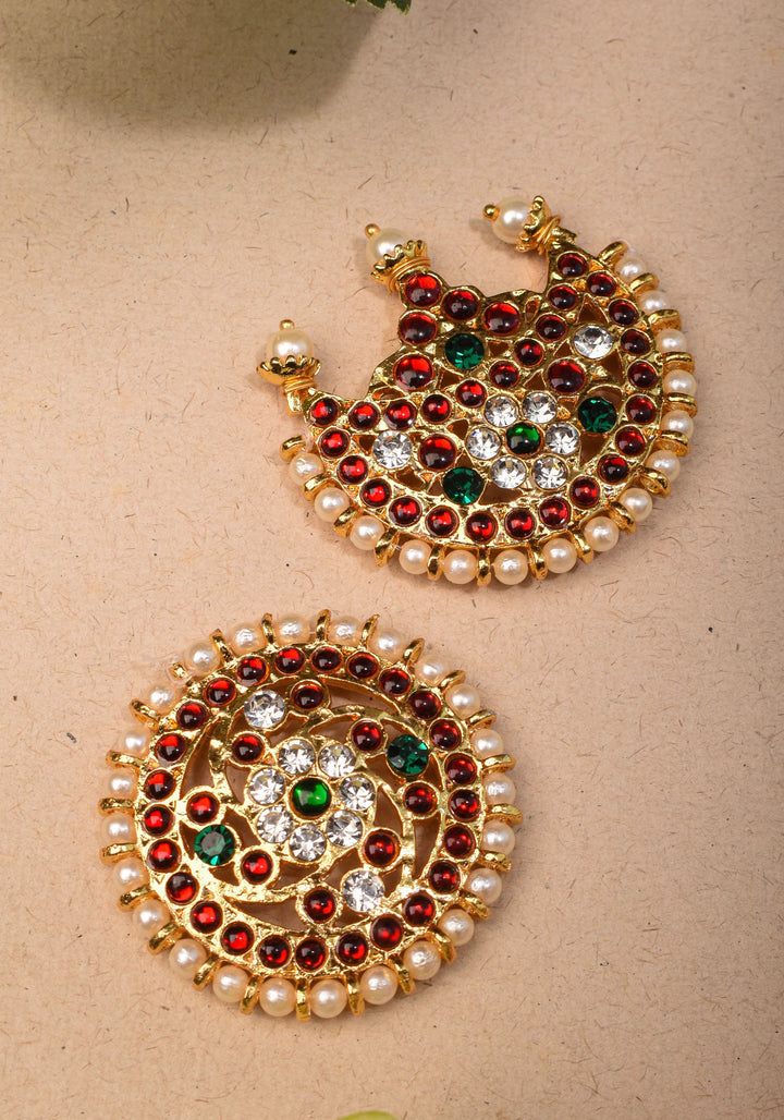 Suryan and Chandran Traditional Indian Hair Accessories with Kemp Stones and Pearls