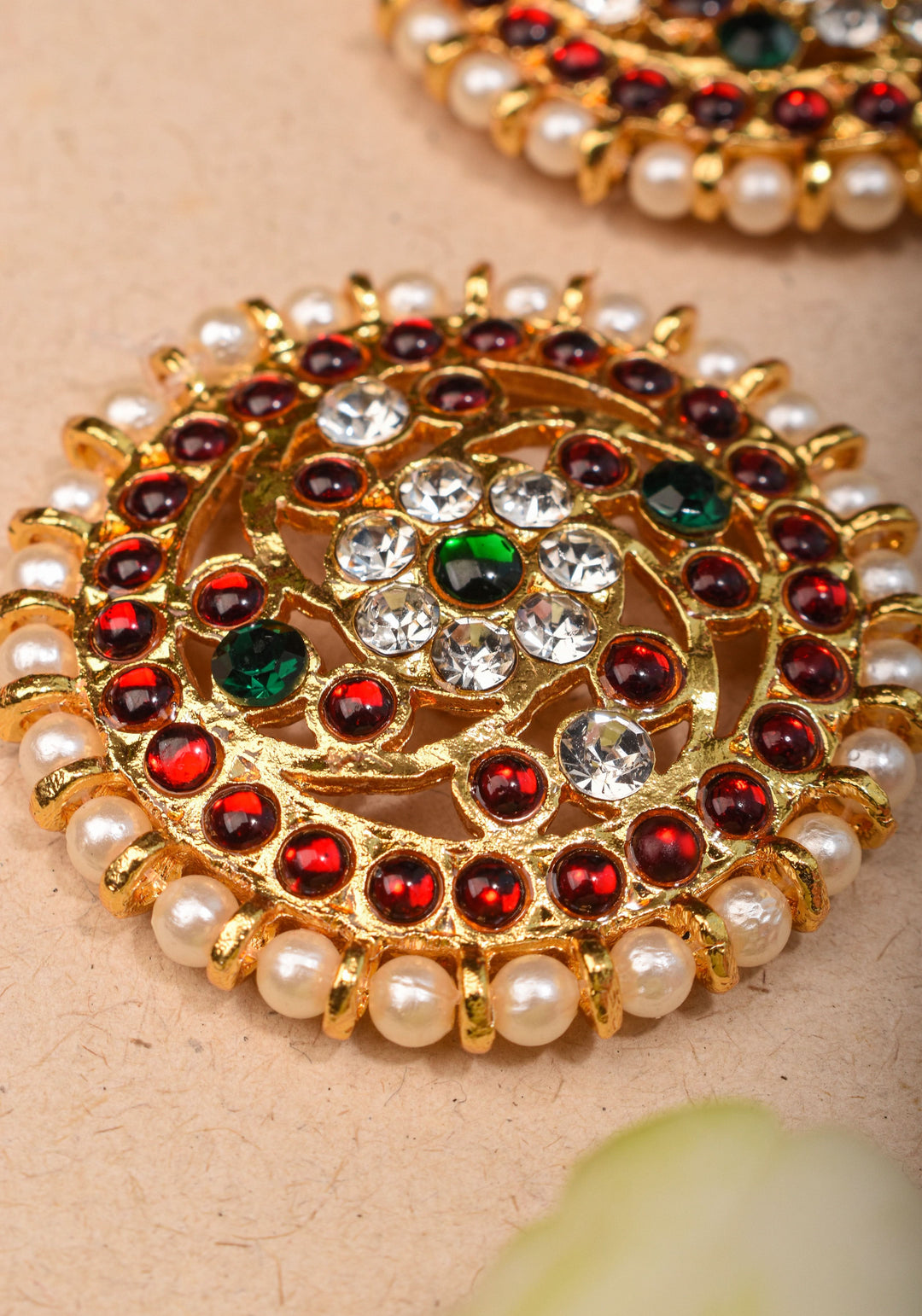 Suryan and Chandran Traditional Indian Hair Accessories with Kemp Stones and Pearls