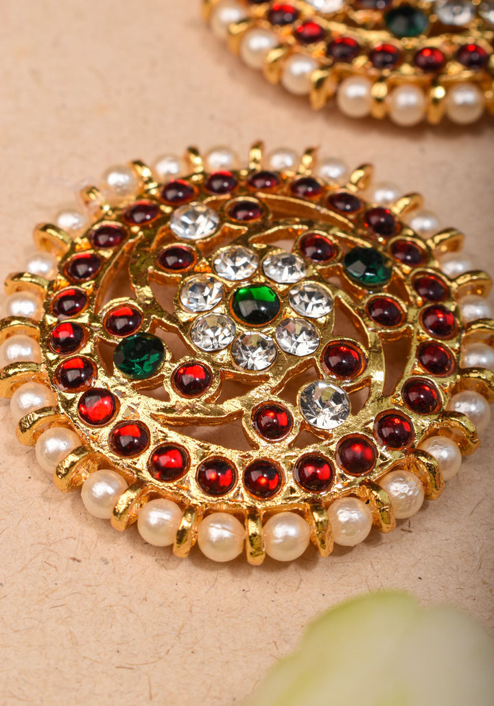 Suryan and Chandran Traditional Indian Hair Accessories with Kemp Stones and Pearls