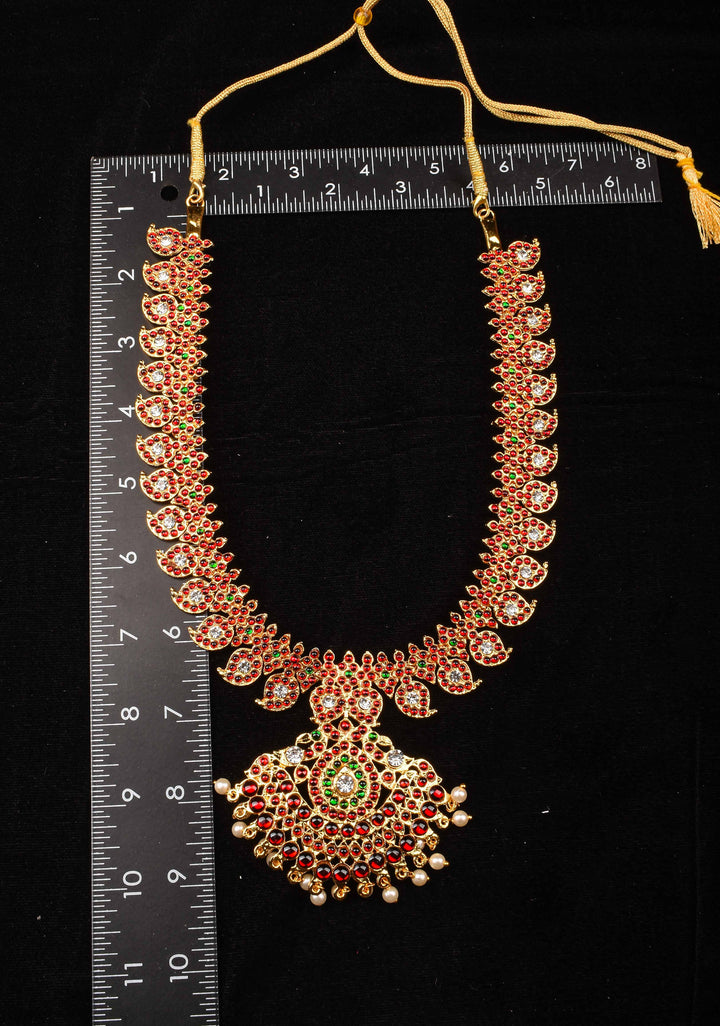 Temple Jewelry Exquisite Jadau Mango Design Kundan Stone Necklace
