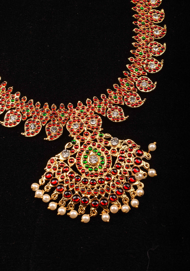 Temple Jewelry Exquisite Jadau Mango Design Kundan Stone Necklace