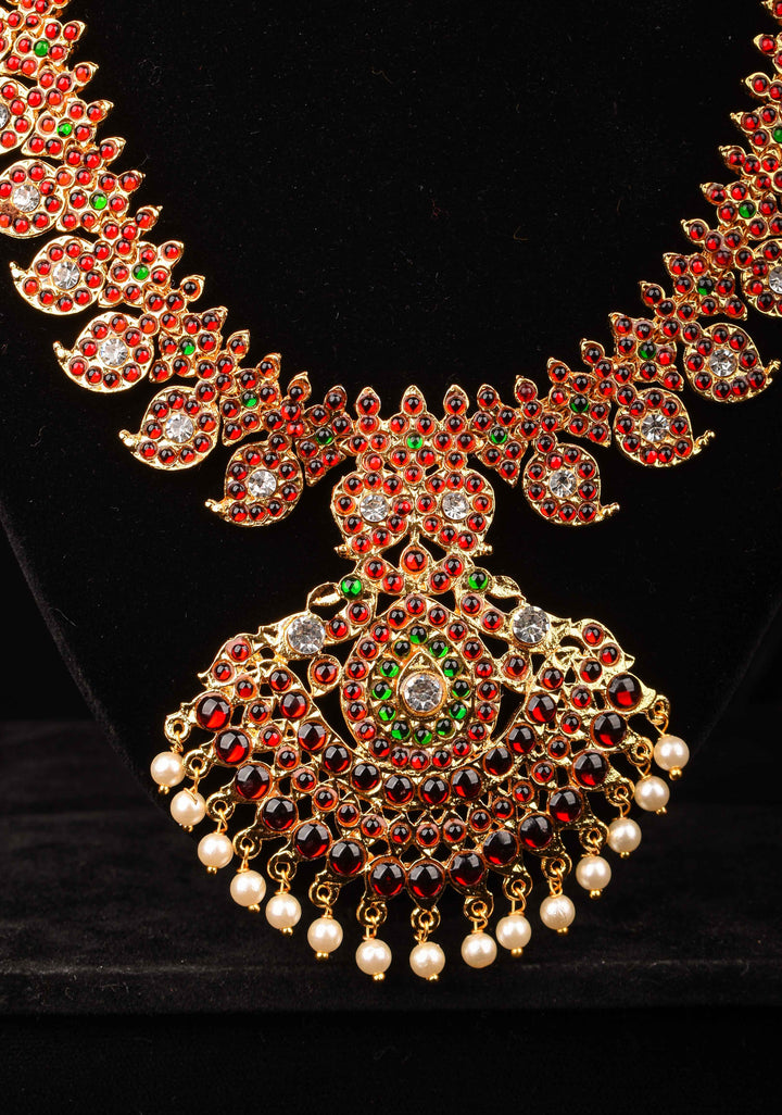 Temple Jewelry Exquisite Jadau Mango Design Kundan Stone Necklace