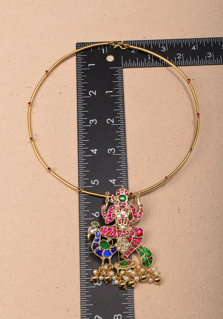 Kartikeya Jadau Pendant on Wire base Necklace