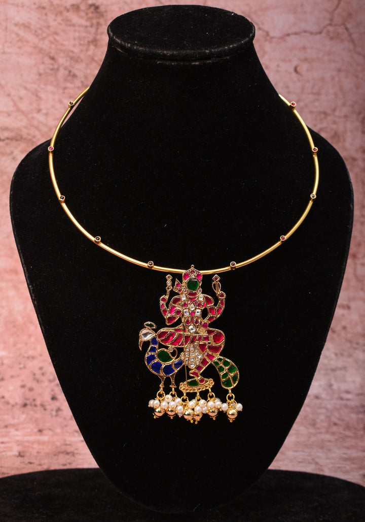 Kartikeya Jadau Pendant on Wire base Necklace