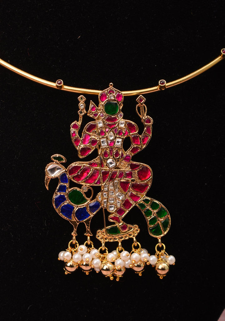 Kartikeya Jadau Pendant on Wire base Necklace