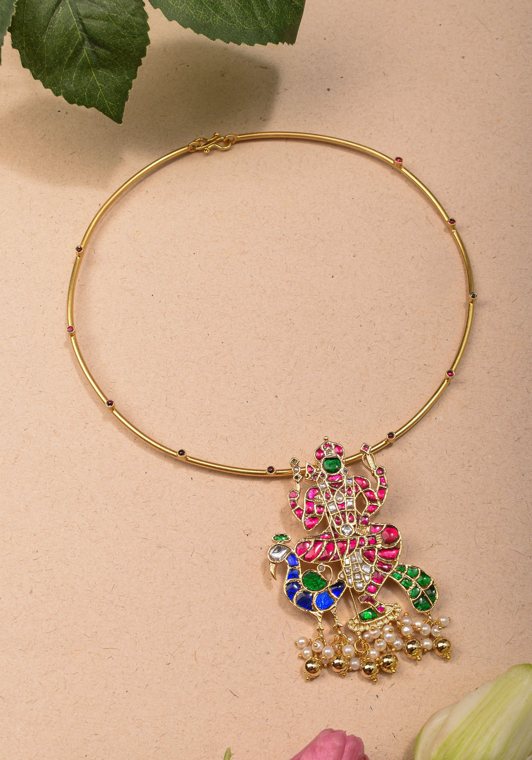 Kartikeya Jadau Pendant on Wire base Necklace