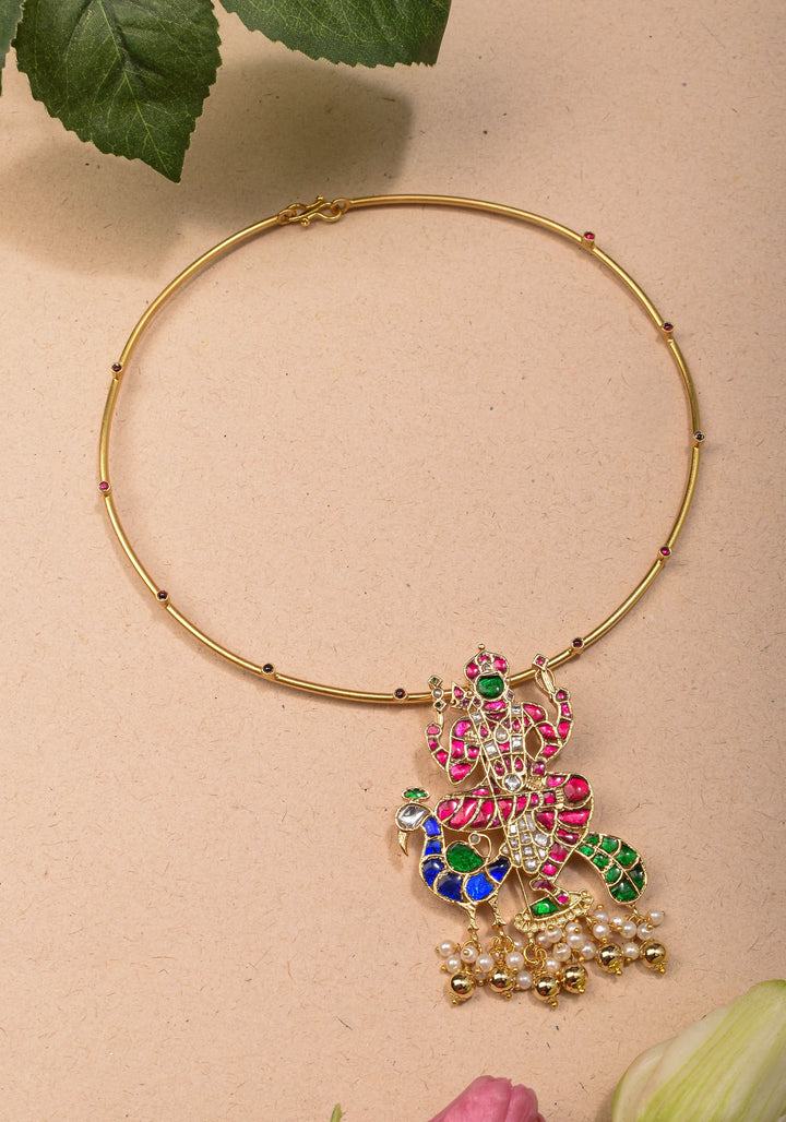 Kartikeya Jadau Pendant on Wire base Necklace