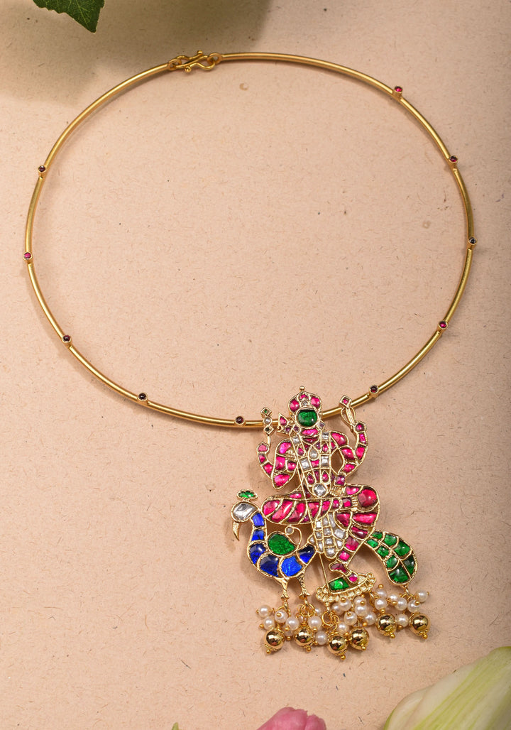 Kartikeya Jadau Pendant on Wire base Necklace