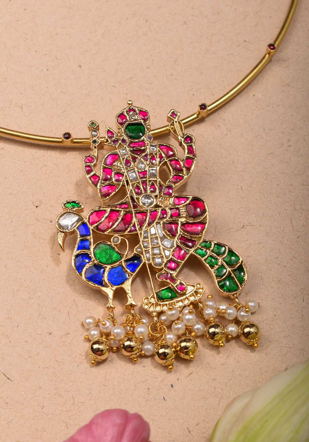 Kartikeya Jadau Pendant on Wire base Necklace