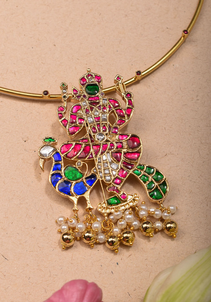 Kartikeya Jadau Pendant on Wire base Necklace