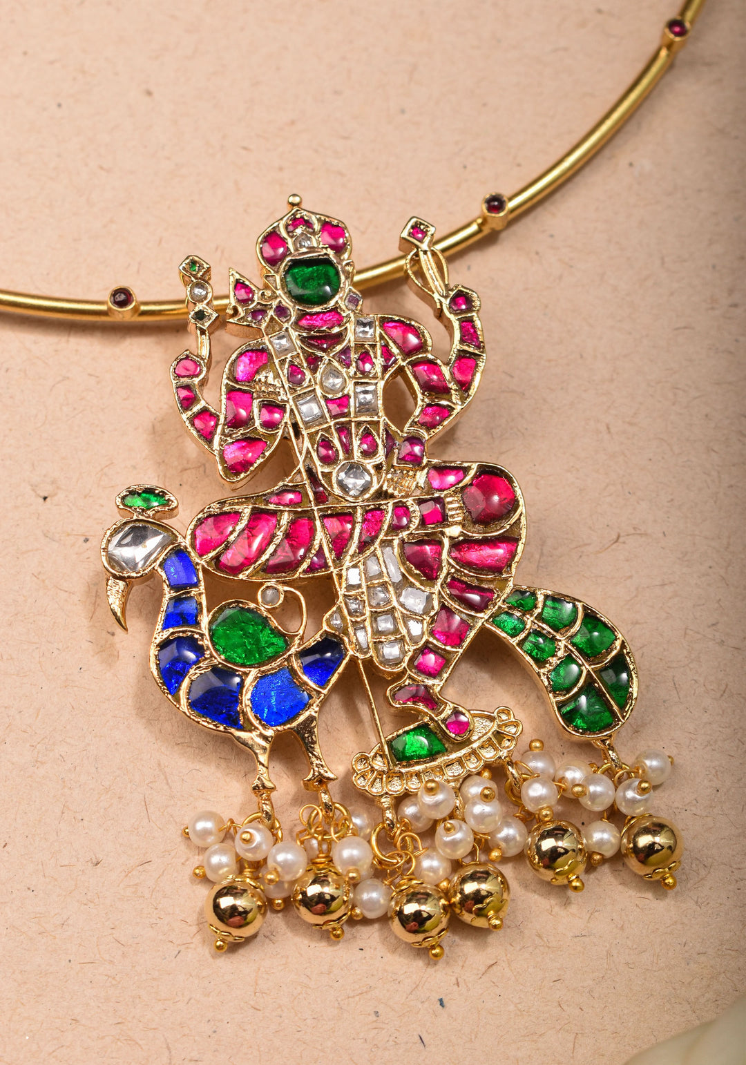 Kartikeya Jadau Pendant on Wire base Necklace