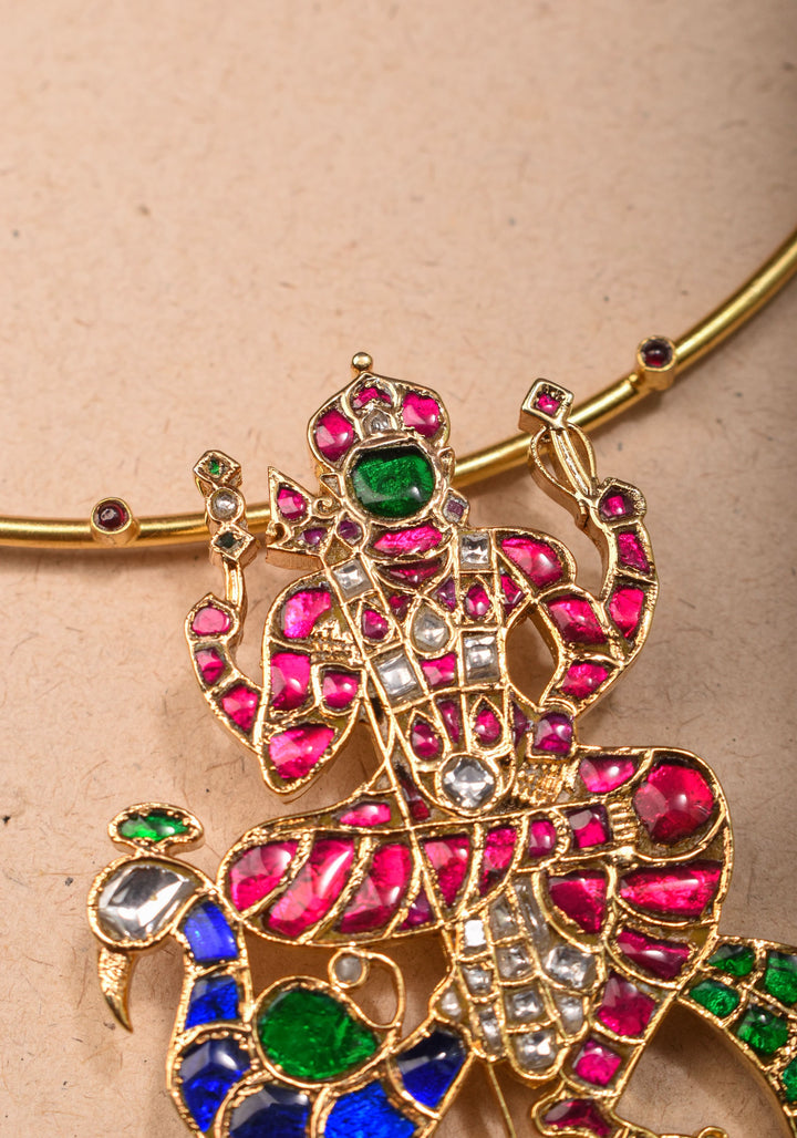 Kartikeya Jadau Pendant on Wire base Necklace