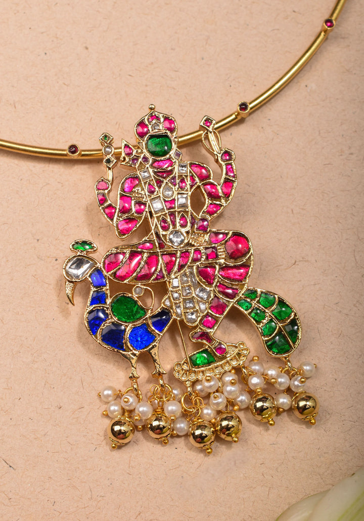 Kartikeya Jadau Pendant on Wire base Necklace
