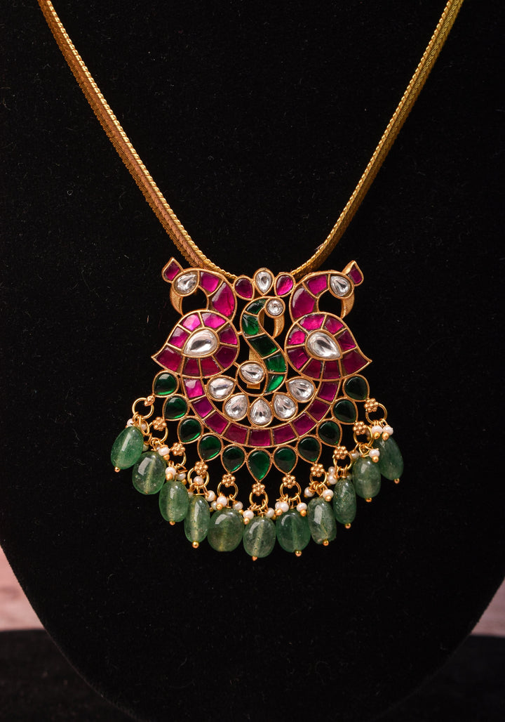 Peacock Pendant Necklace in Minimalistic design with Braided Chain | Shobitam Jewelry
