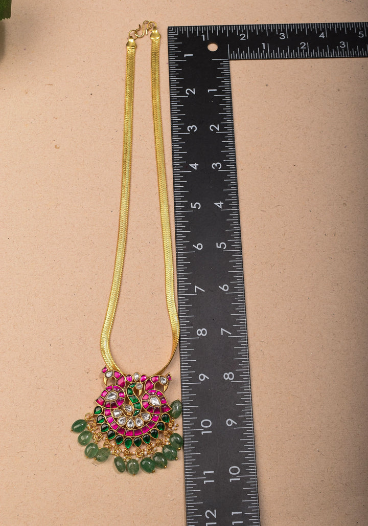Peacock Pendant Necklace in Minimalistic design with Braided Chain | Shobitam Jewelry
