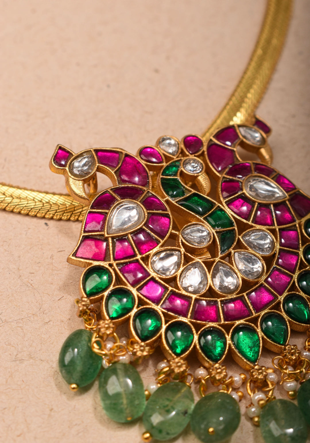 Peacock Pendant Necklace in Minimalistic design with Braided Chain | Shobitam Jewelry