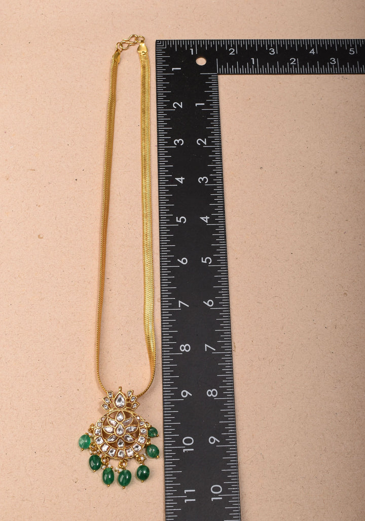 Gold Braided Chain with White Stone Padakkam Pendant