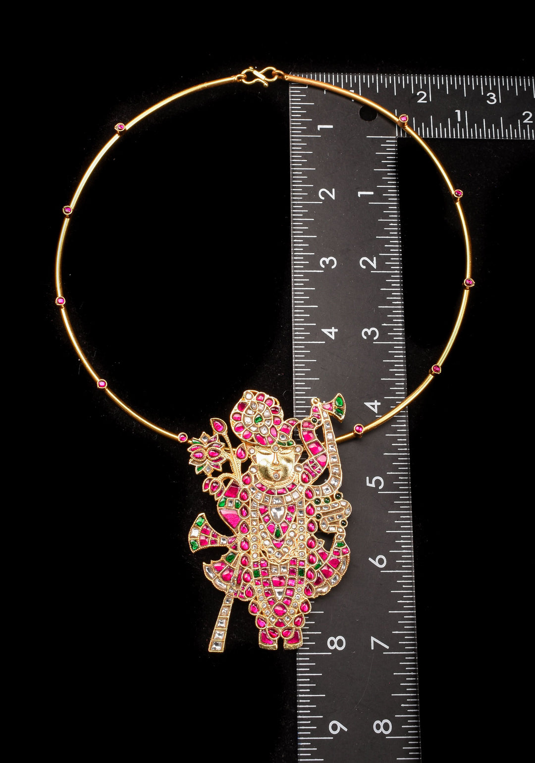 Srinathji Jadau Pendant  with Wire chain
