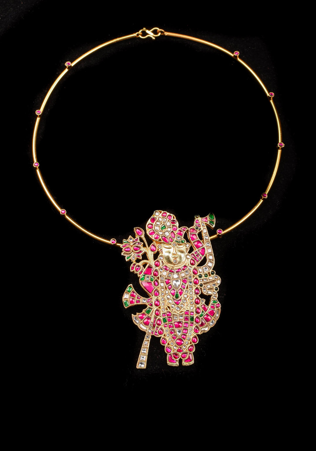 Srinathji Jadau Pendant  with Wire chain