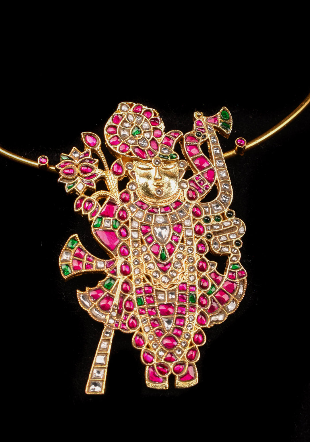 Srinathji Jadau Pendant  with Wire chain