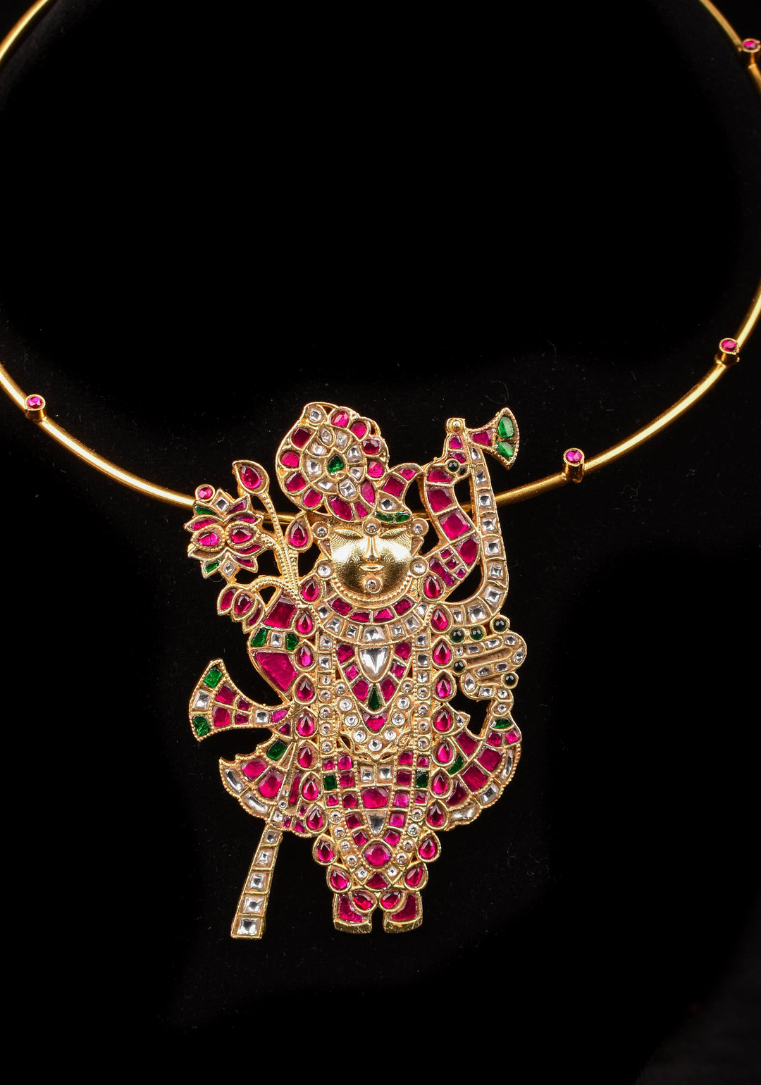 Srinathji Jadau Pendant  with Wire chain