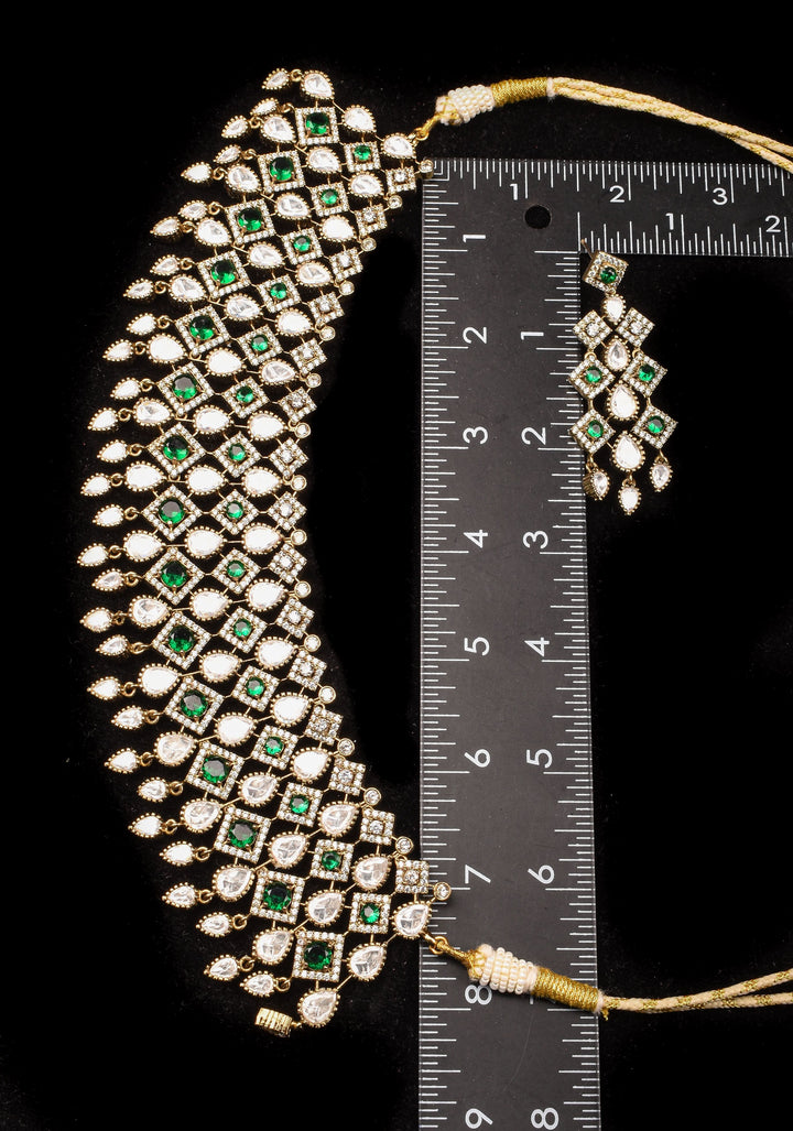 Victorian Choker set with stone Detailing and Teardrop shape dangling