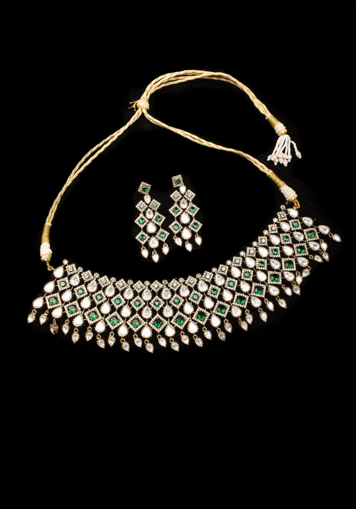 Victorian Choker set with stone Detailing and Teardrop shape dangling