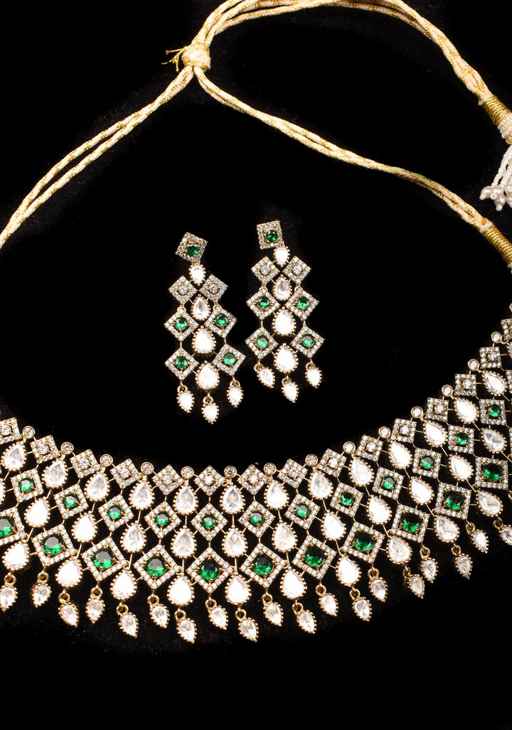Victorian Choker set with stone Detailing and Teardrop shape dangling