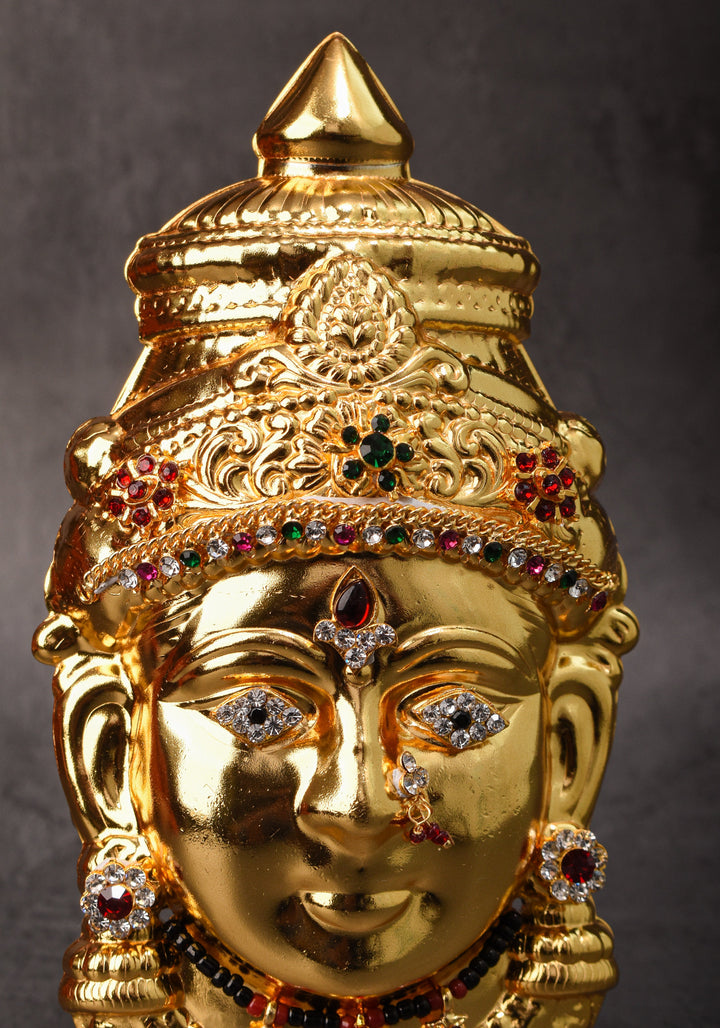 7" Gold Tone Varalakshmi face for Pooja with Mangalsutra and light Jewelry