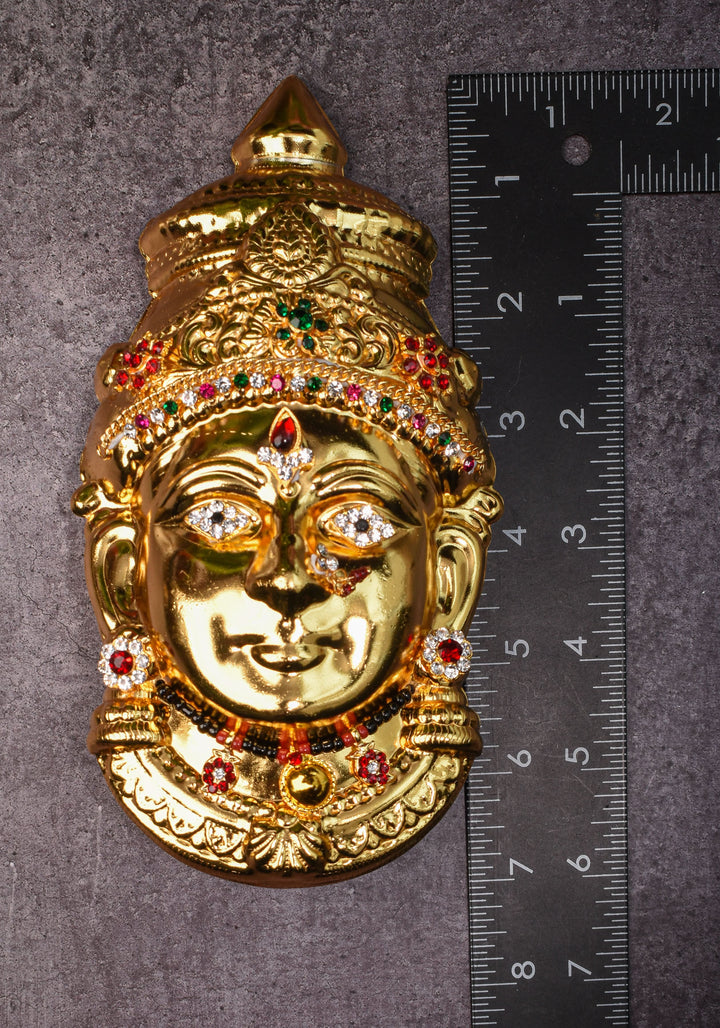7" Gold Tone Varalakshmi face for Pooja with Mangalsutra and light Jewelry