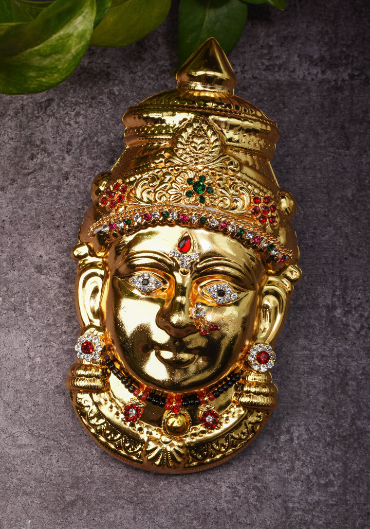 7" Gold Tone Varalakshmi face for Pooja with Mangalsutra and light Jewelry